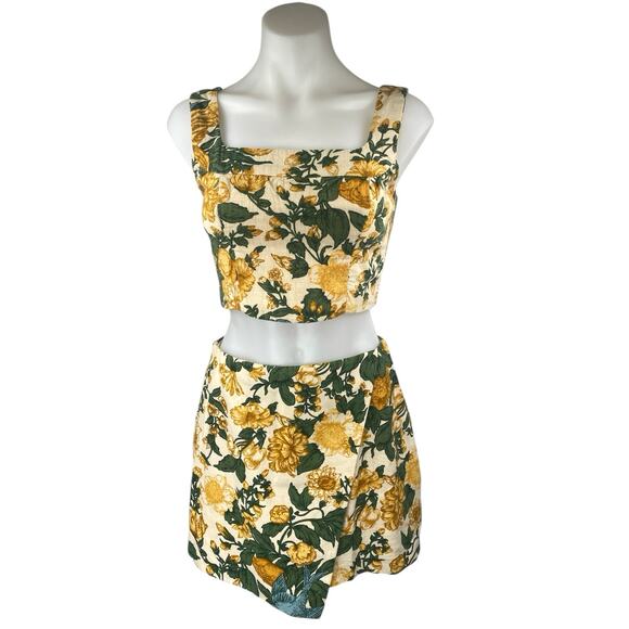 Abercrombie & Fitch Multicolor Floral Sleeveless Crop Top Skirt 2 Pc Set XS/2XS - Picture 2 of 8